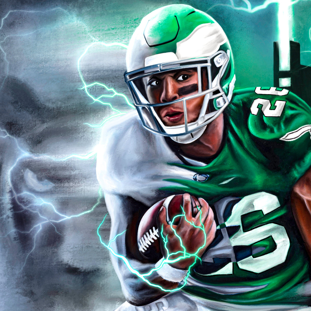 "Saquon Barkley 'BORN TO RUN'" Art Piece