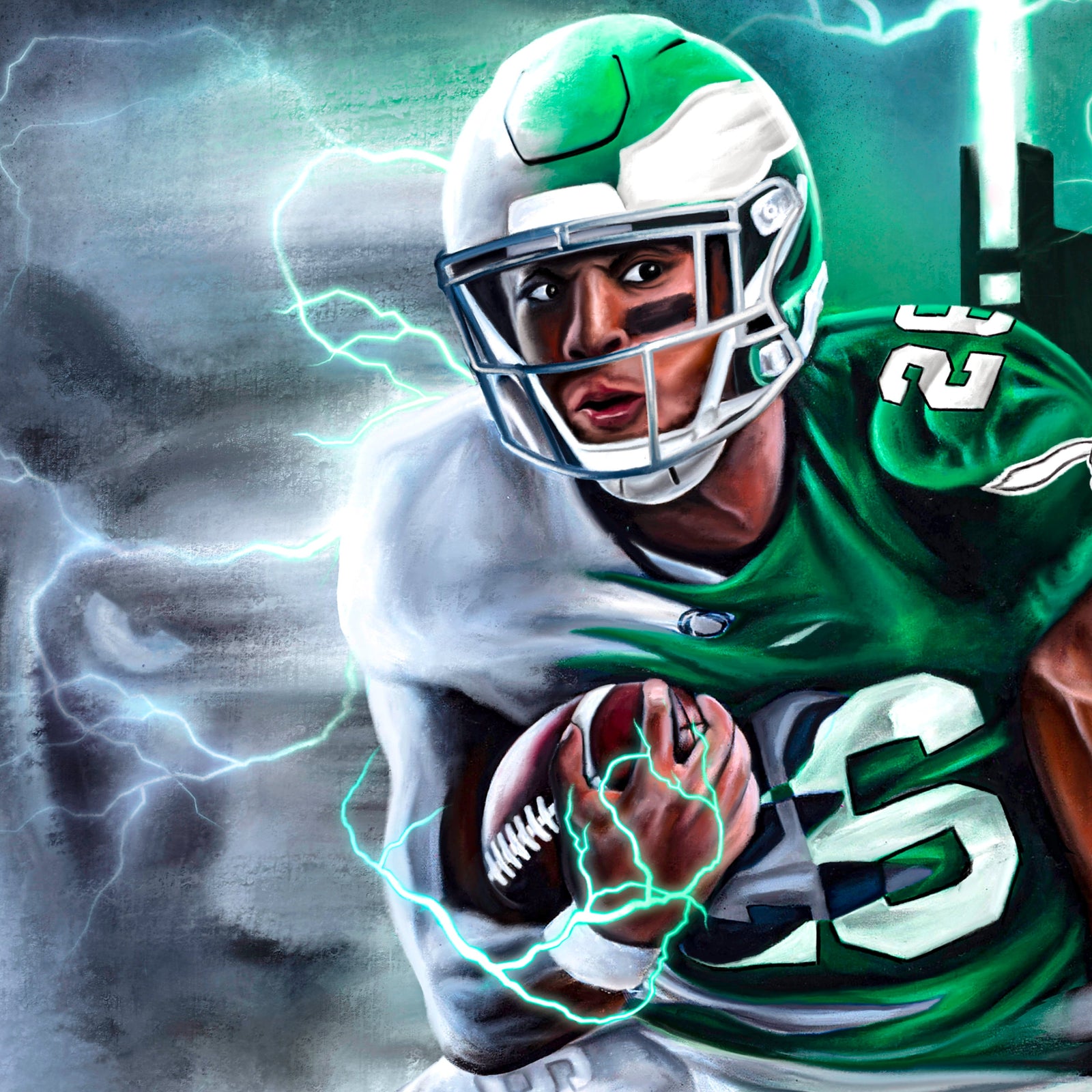 "Saquon Barkley 'BORN TO RUN'" Art Piece