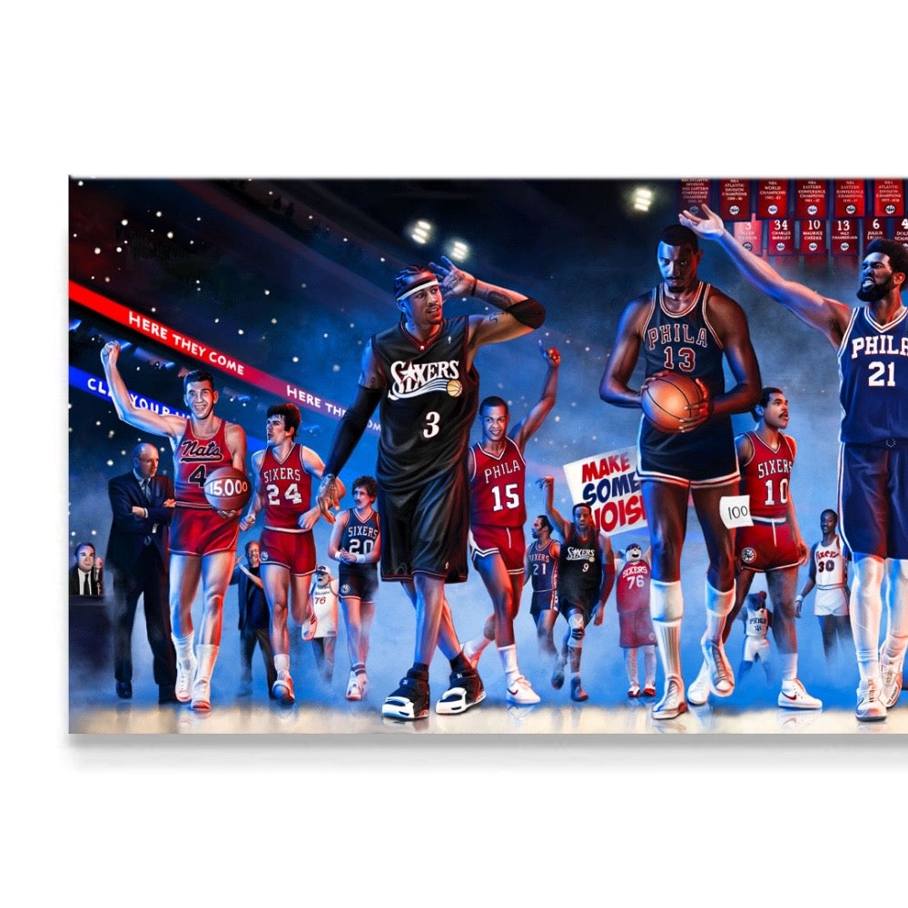 "Sixers Legacy 'HERE THEY COME'" Art Piece