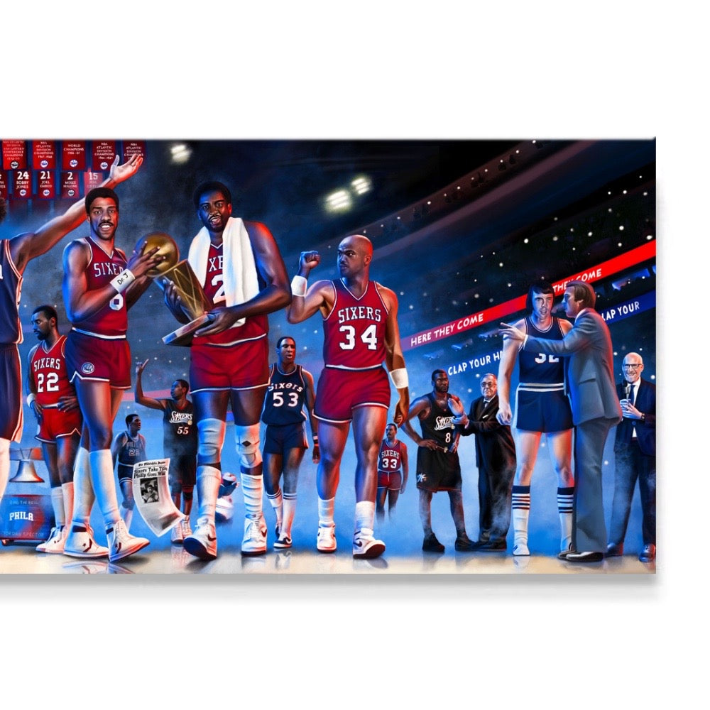 "Sixers Legacy 'HERE THEY COME'" Art Piece