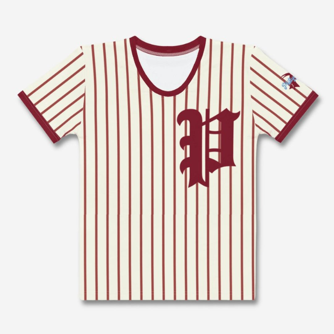 philadelphia phillies gear Vintage Retro Pinstripe Philadelphia Baseball Women's Jersey Tee | Philly