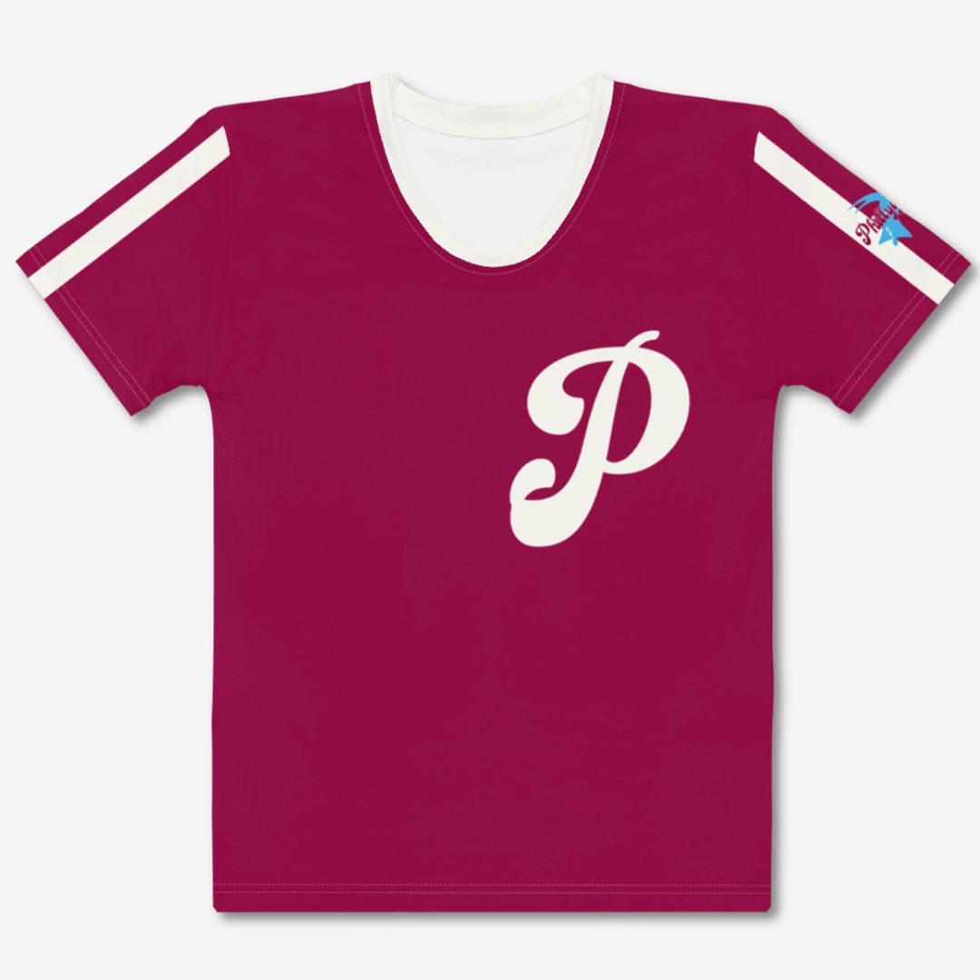 &quot;Old School Maroon Philadelphia Baseball&quot; Women&#39;s Jersey Tee