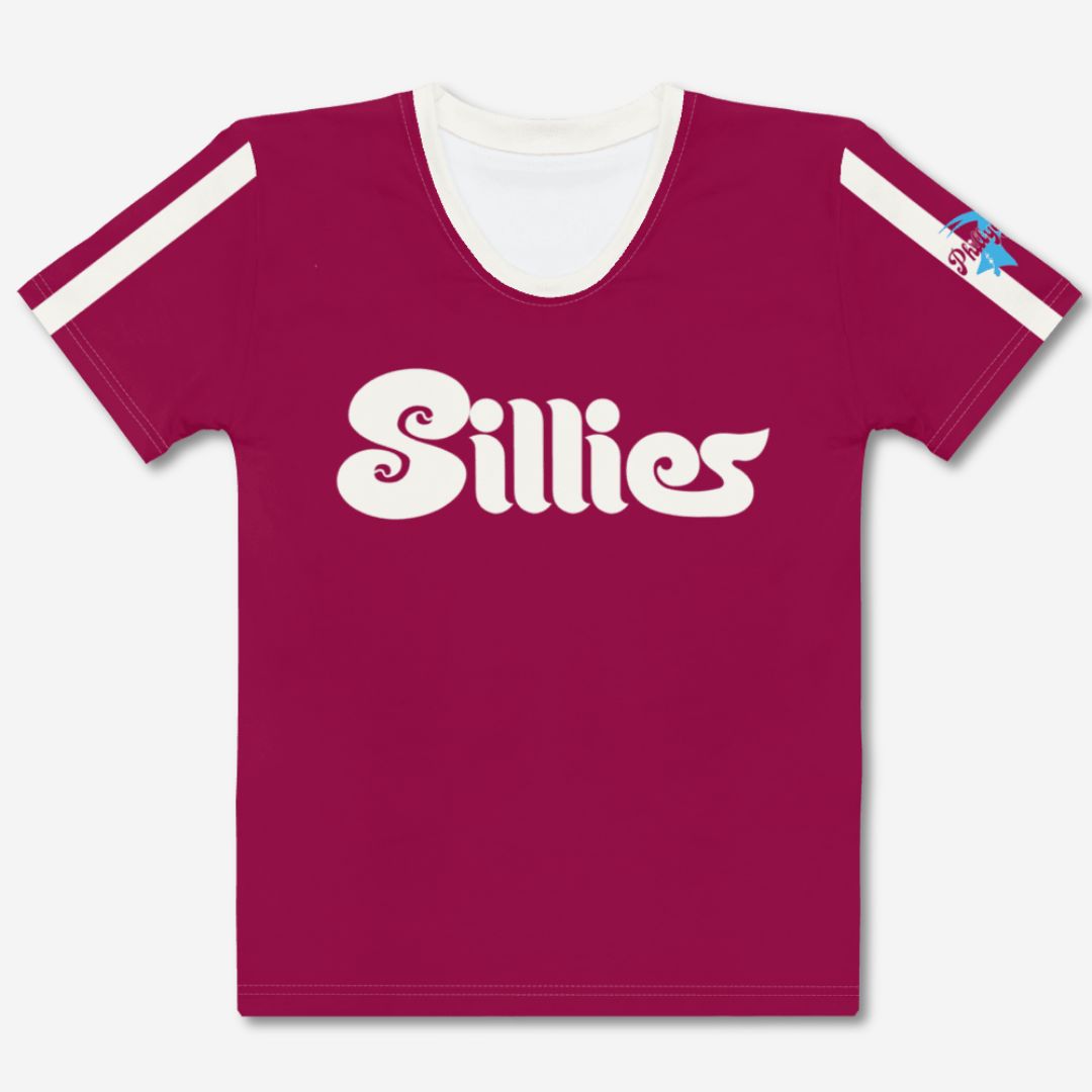 &quot;Philadelphia Sillies&quot; Womens Maroon Premium Baseball Jersey Tee