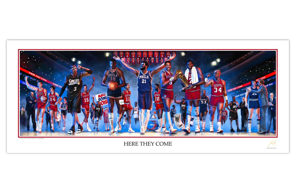 "Sixers Legacy 'HERE THEY COME'" Art Piece