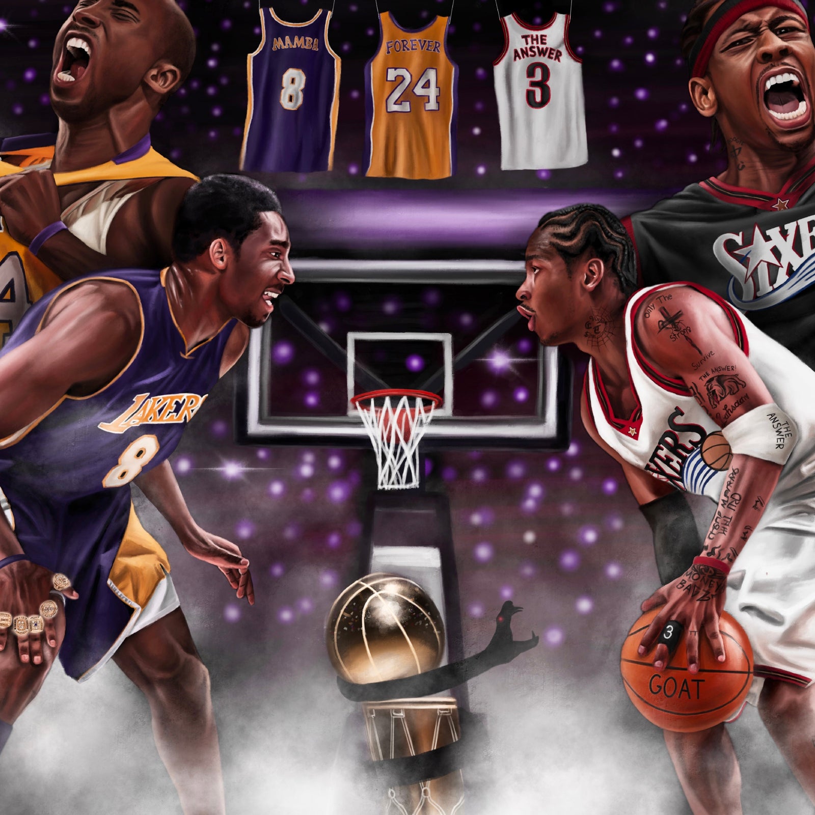 "Kobe Bryant & Allen Iverson 'MAMBA vs. THE ANSWER'” Art Piece