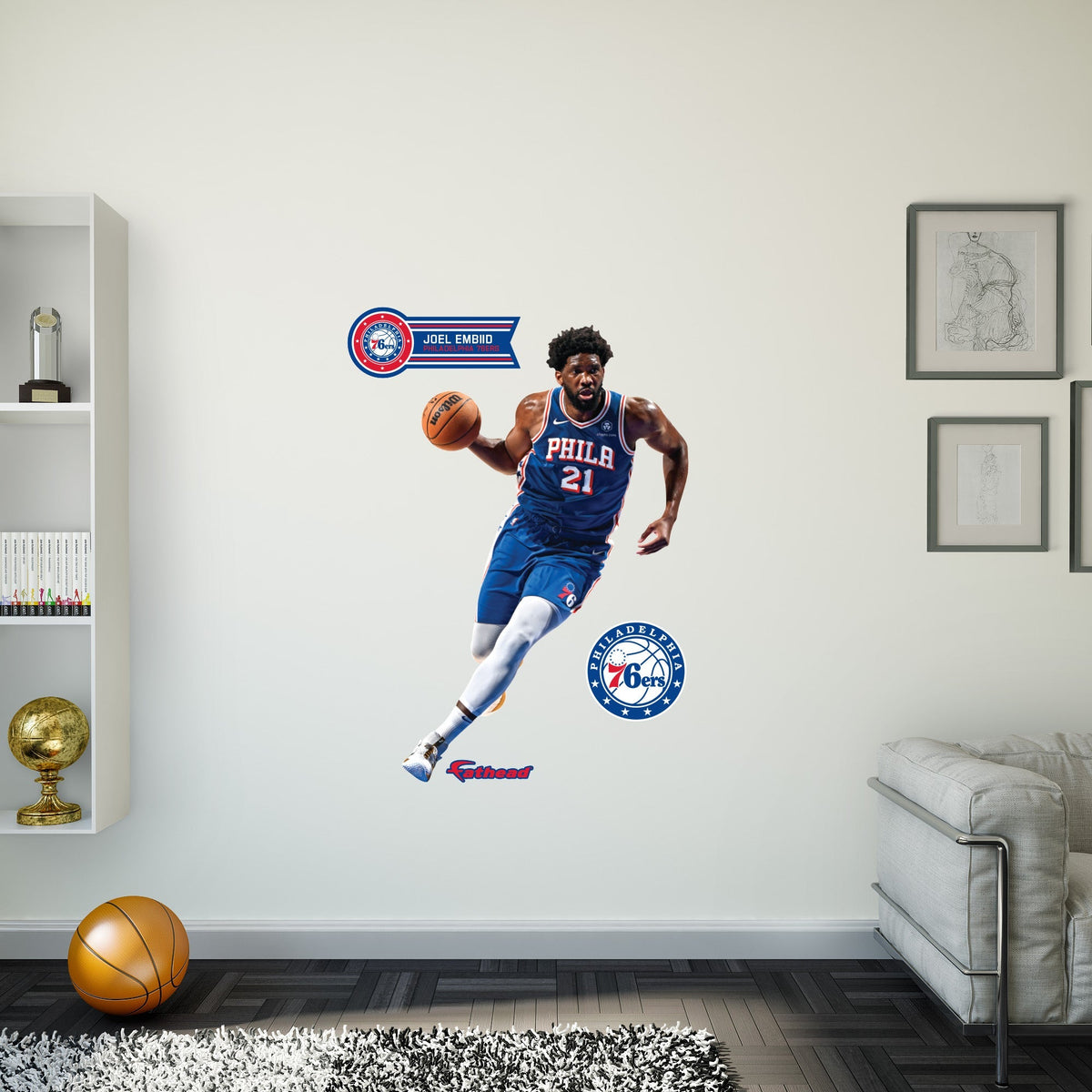 Joel Embiid - RealBig Collection - Official NBA - Philadelphia 76ers - Reusable Vinyl Wall Decals #5