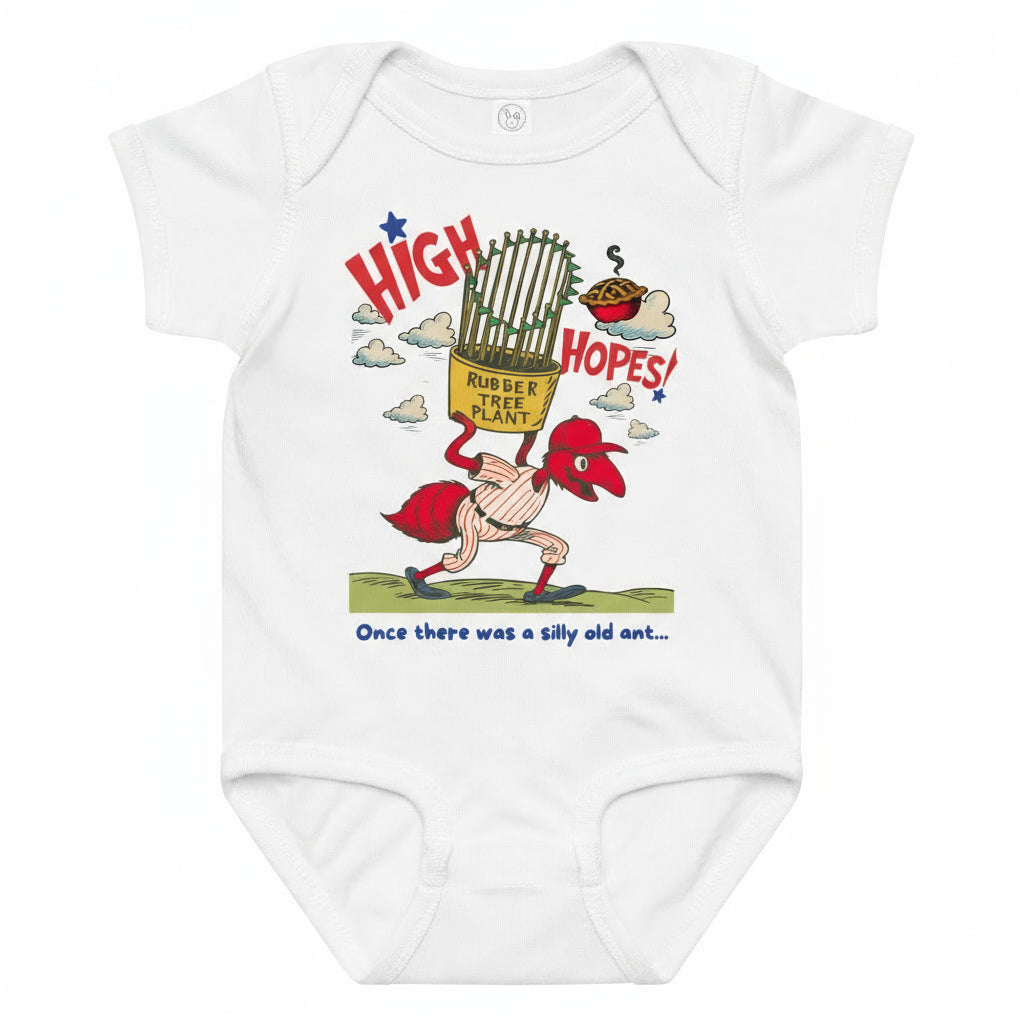 little old ant rubber tree plant "Silly Old Ant with High Hopes" Baby Onesie