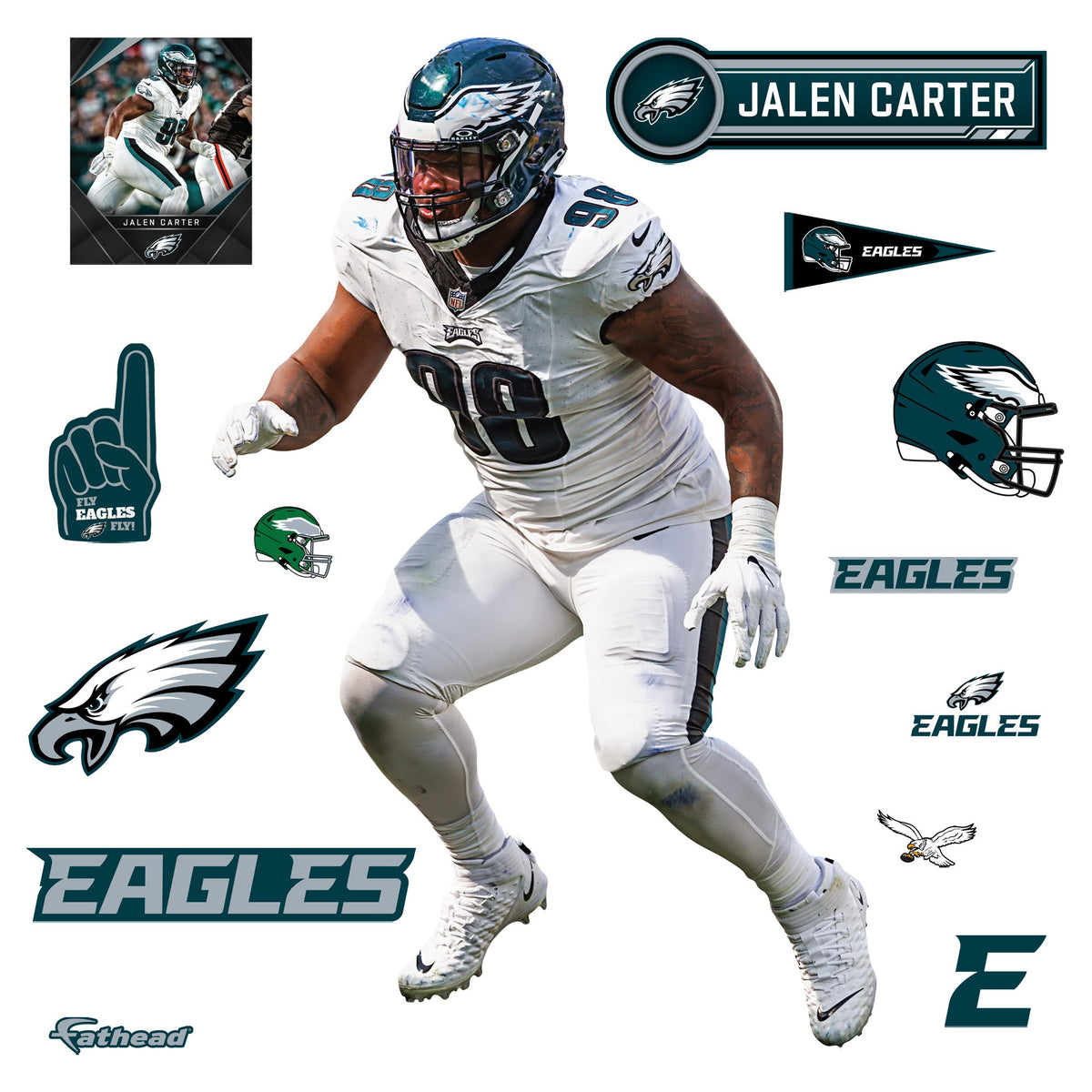 Jalen Carter - RealBig Collection - Official NFL - Philadelphia Eagles - Reusable Vinyl Wall Decals