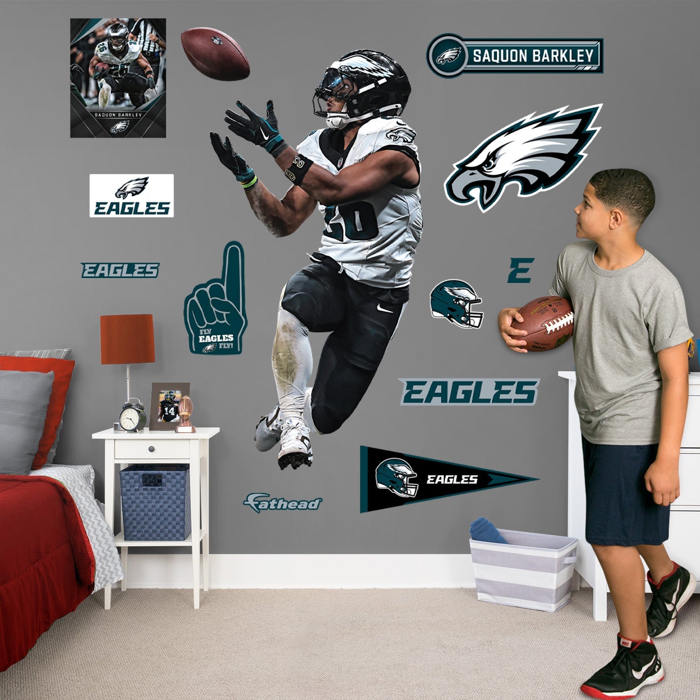 Philadelphia Eagles - RealBig Saquon Barkley Catch Collection - Official NFL - Reusable Vinyl Wall Decals