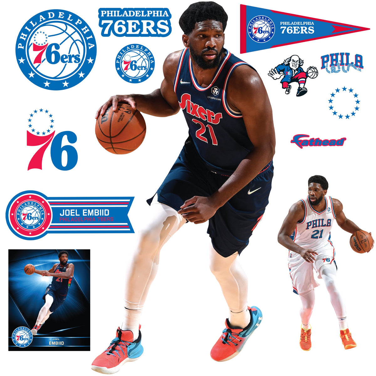 Joel Embiid - RealBig City Jersey Collection - Official NBA - Philadelphia 76ers - Reusable Vinyl Wall Decals #1