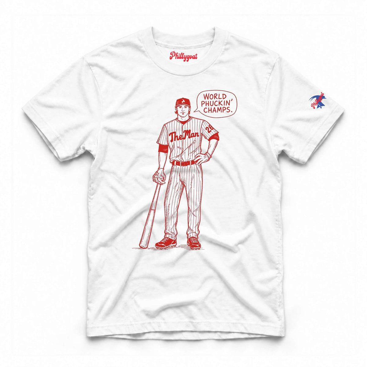 Chase Utley World Phuckin Champs white t-shirt from Phillygoat