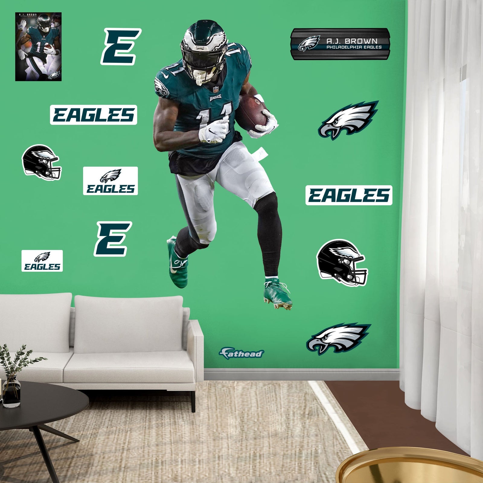A.J. Brown - RealBig Collection - Official NFL - Philadelphia Eagles - Reusable Vinyl Wall Decals