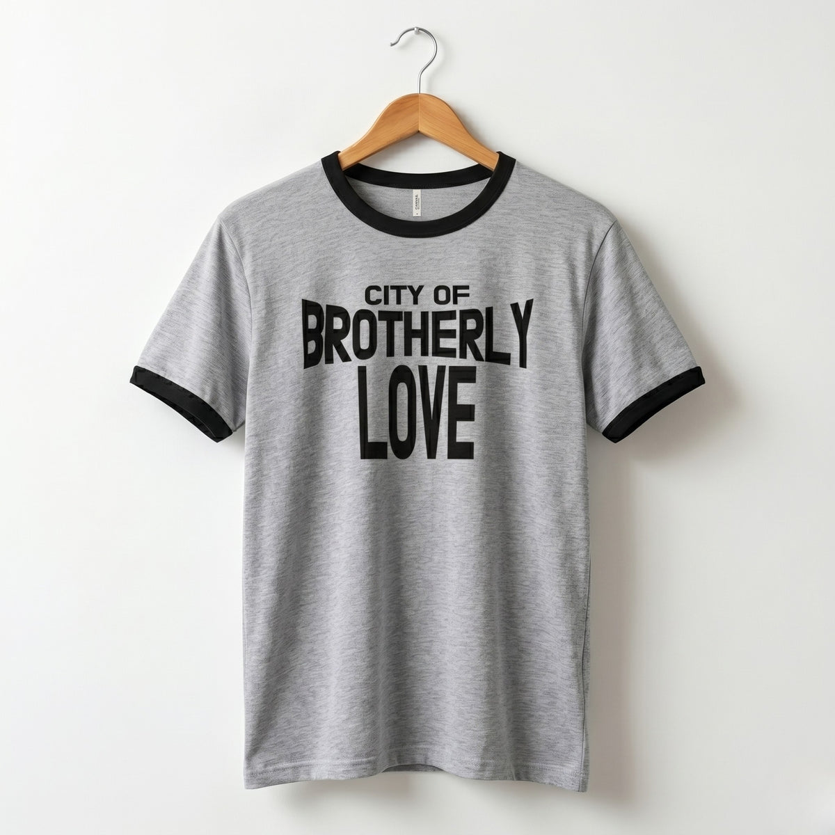 Philadelphia City of Brotherly Love John Lennon grey & black ringer tee shirt by Phillygoat