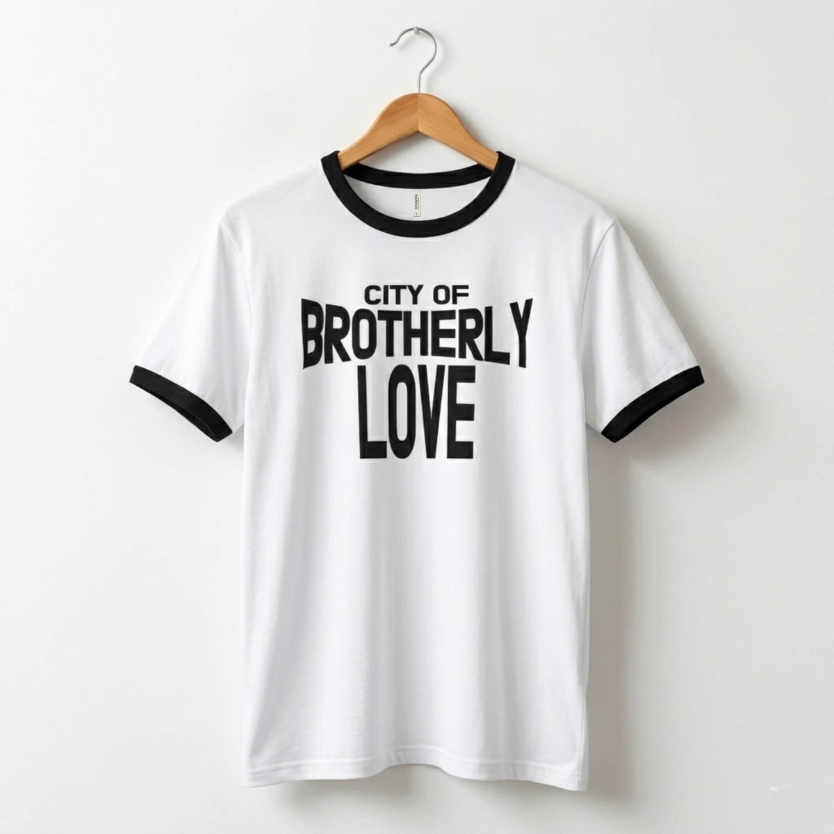 Philadelphia City of Brotherly Love John Lennon white &amp; black ringer tee shirt by Phillygoat