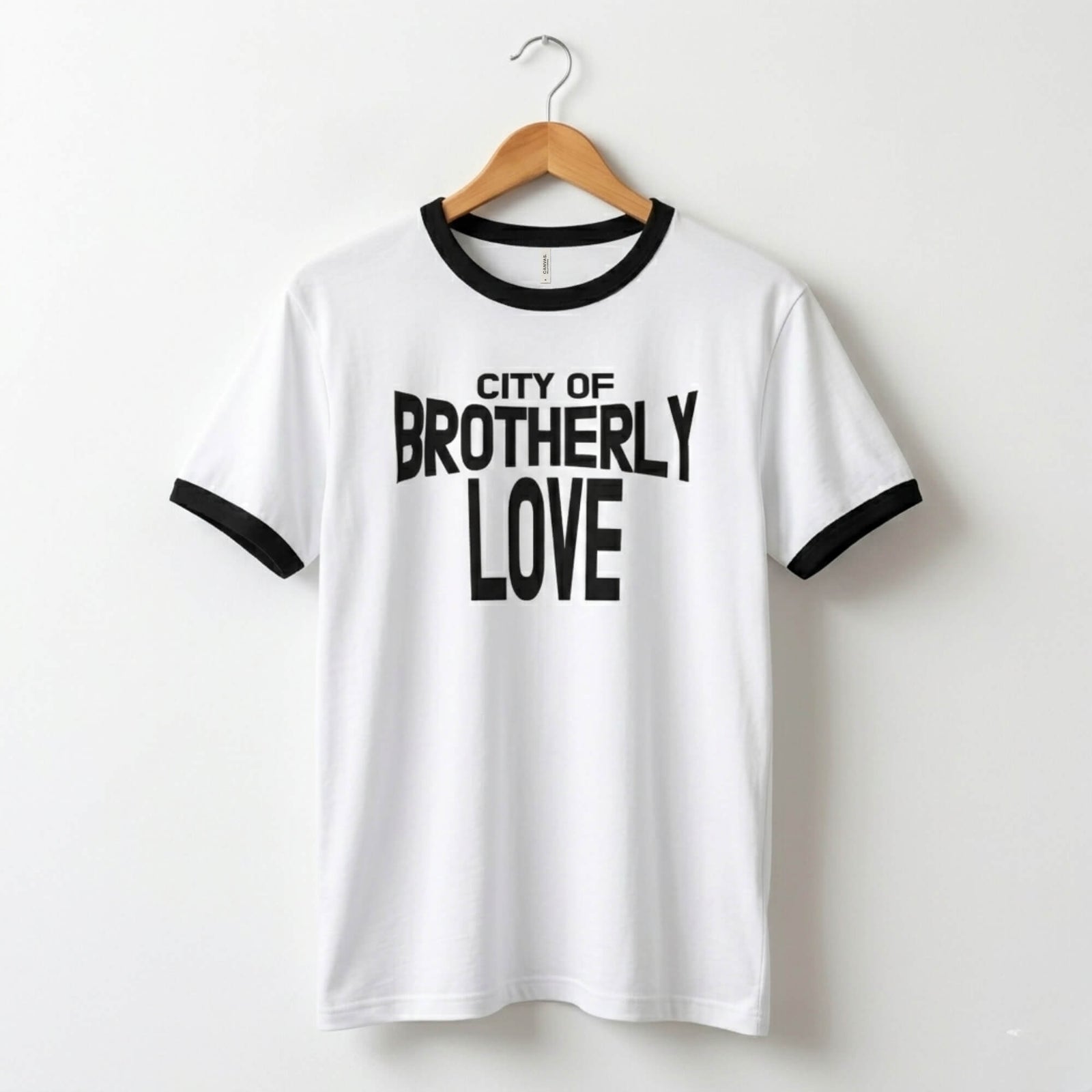 Philadelphia City of Brotherly Love John Lennon white & black ringer tee shirt by Phillygoat