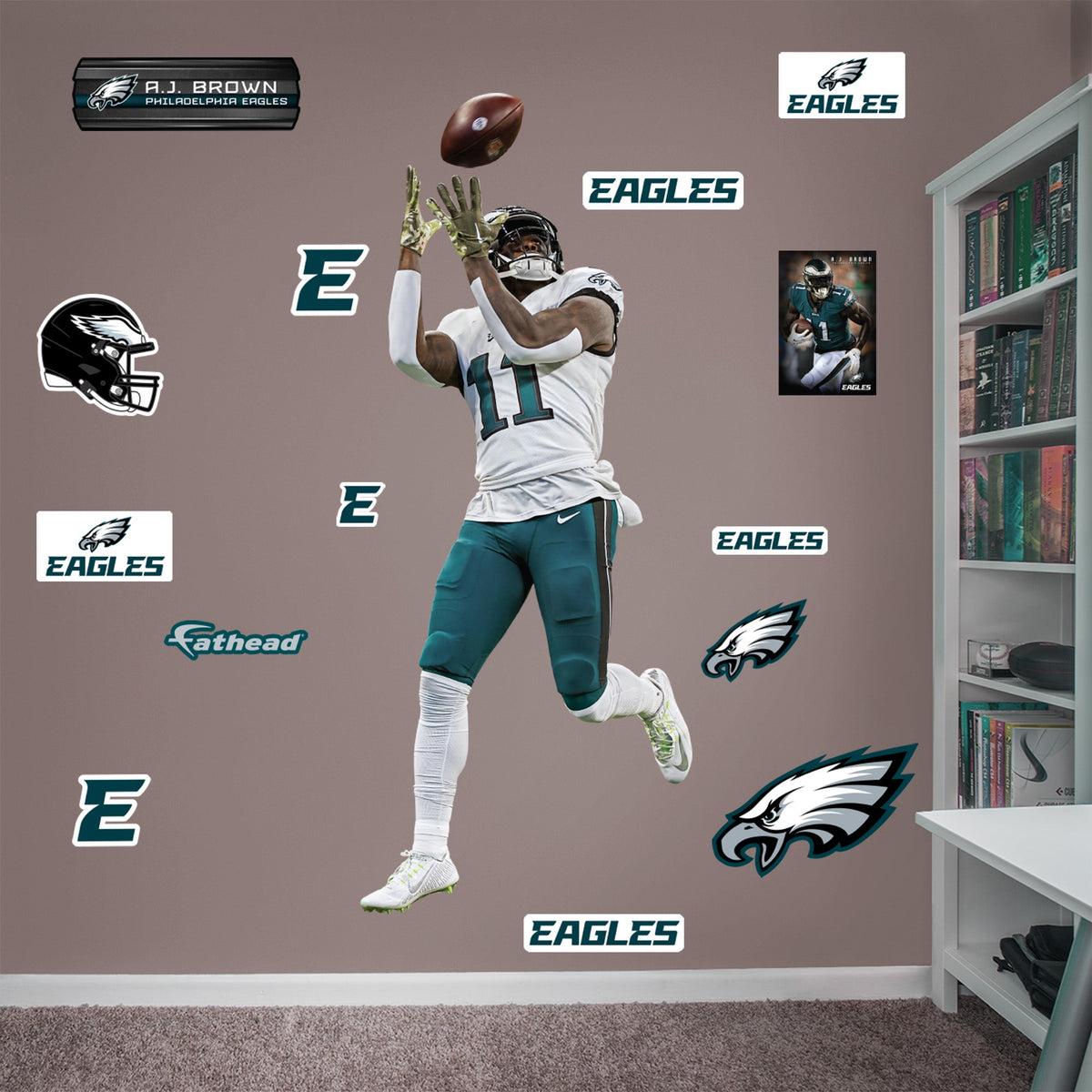 A.J. Brown Catch - RealBig Collection - Official NFL - Philadelphia Eagles - Reusable Vinyl Wall Decals