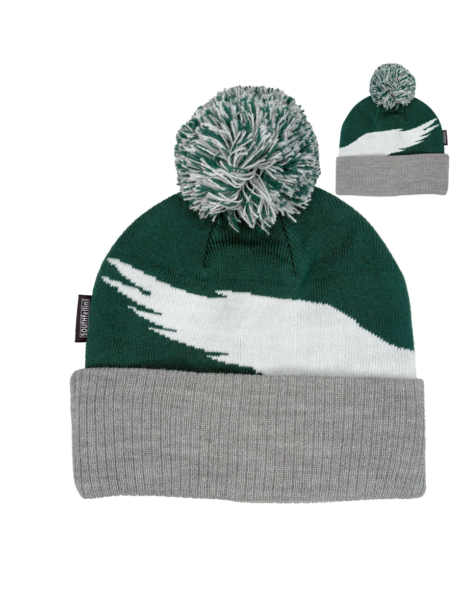 "Birds Helmet Head" Dark Green Knit Hat