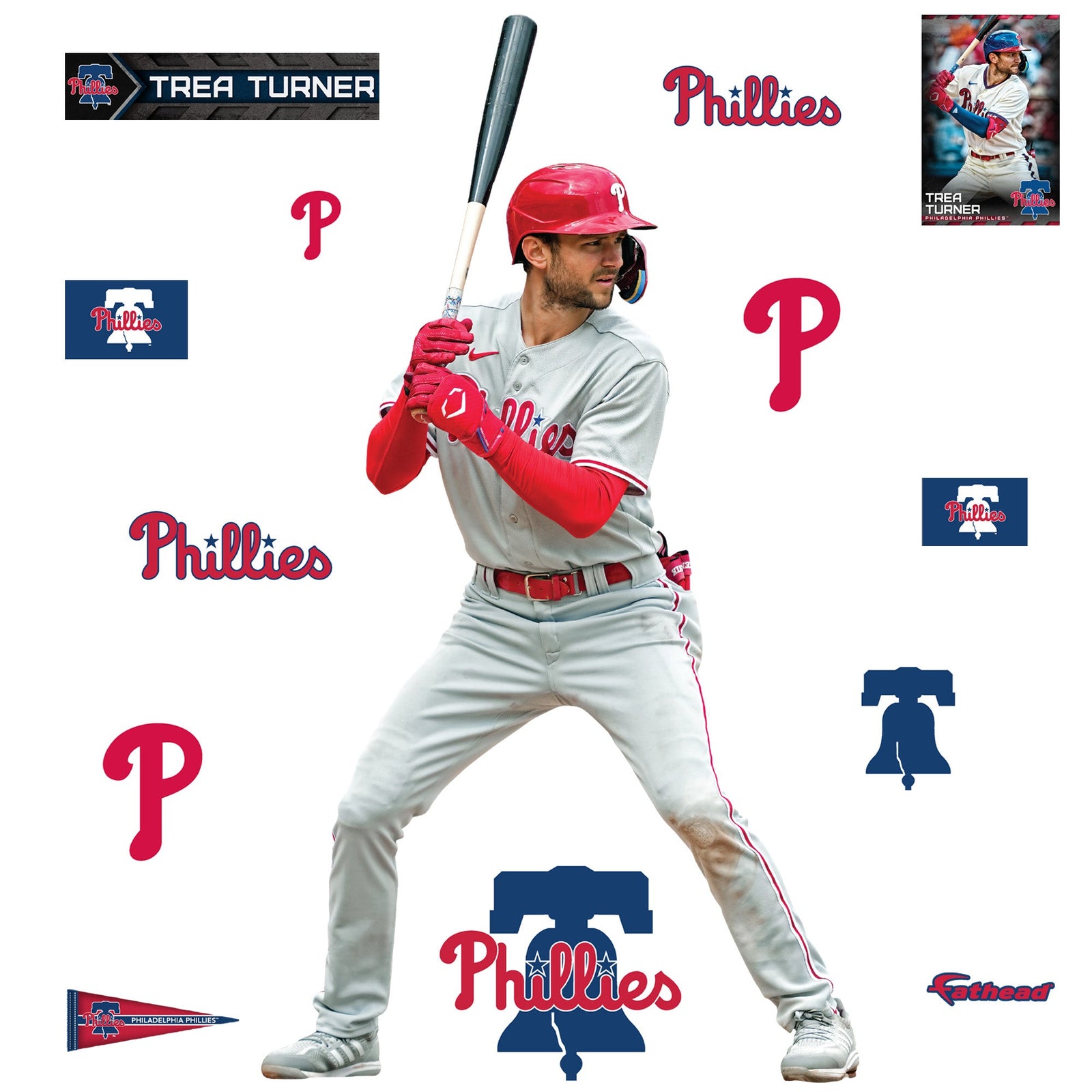 Trea Turner - RealBig Collection - Official MLB - Philadelphia Phillies - Reusable Vinyl Wall Decals