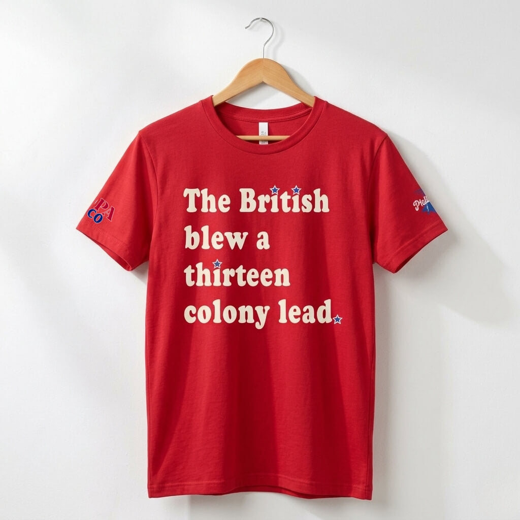 Philadelphia Delco 250 The British Blew a Thirteen Colony Lead heather red t-shirt by Phillygoat