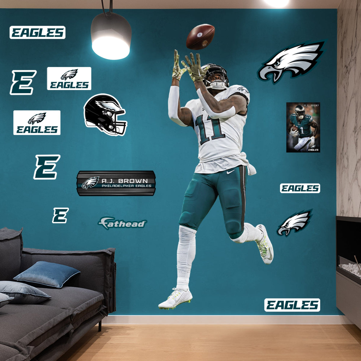 A.J. Brown Catch - RealBig Collection - Official NFL - Philadelphia Eagles - Reusable Vinyl Wall Decals