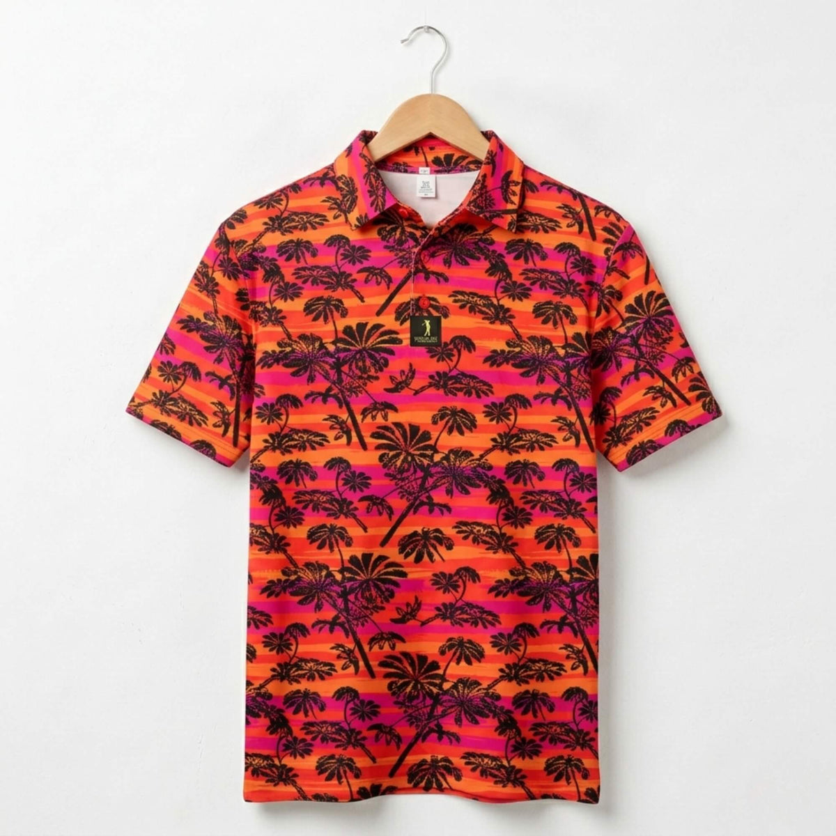 Jersey Shore Nights orange palm tree mens golf polo phillygoat