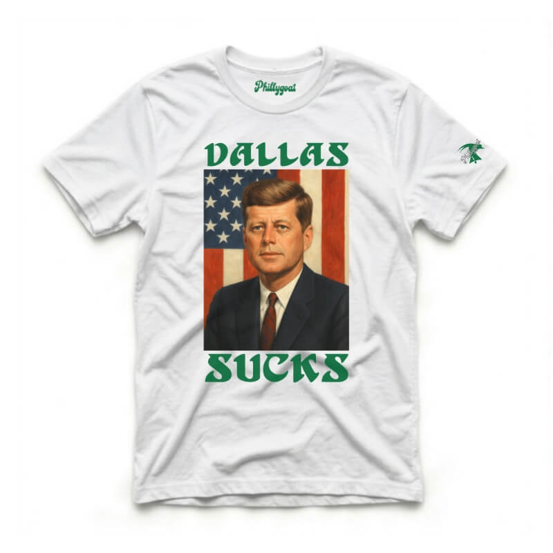 JFK Dallas Sucks funny white shirt from Phillygoat