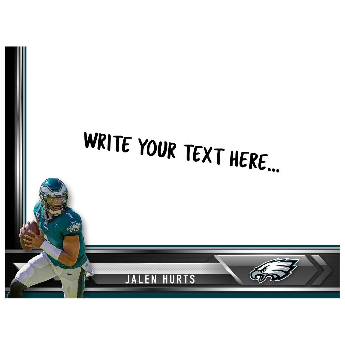 Philadelphia Eagles - Jalen Hurts - Dry Erase Whiteboard - Official NFL - Reusable Vinyl Wall Decal