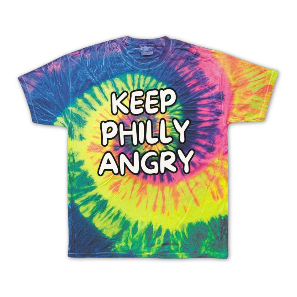 "Keep Philly Angry" Tie Dye Neon Rainbow Adult Tee