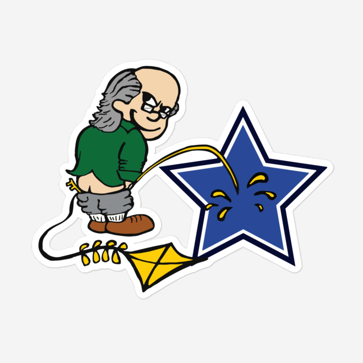 &quot;Ben Franklin Whizzes on the Cowboy Star&quot; Sticker
