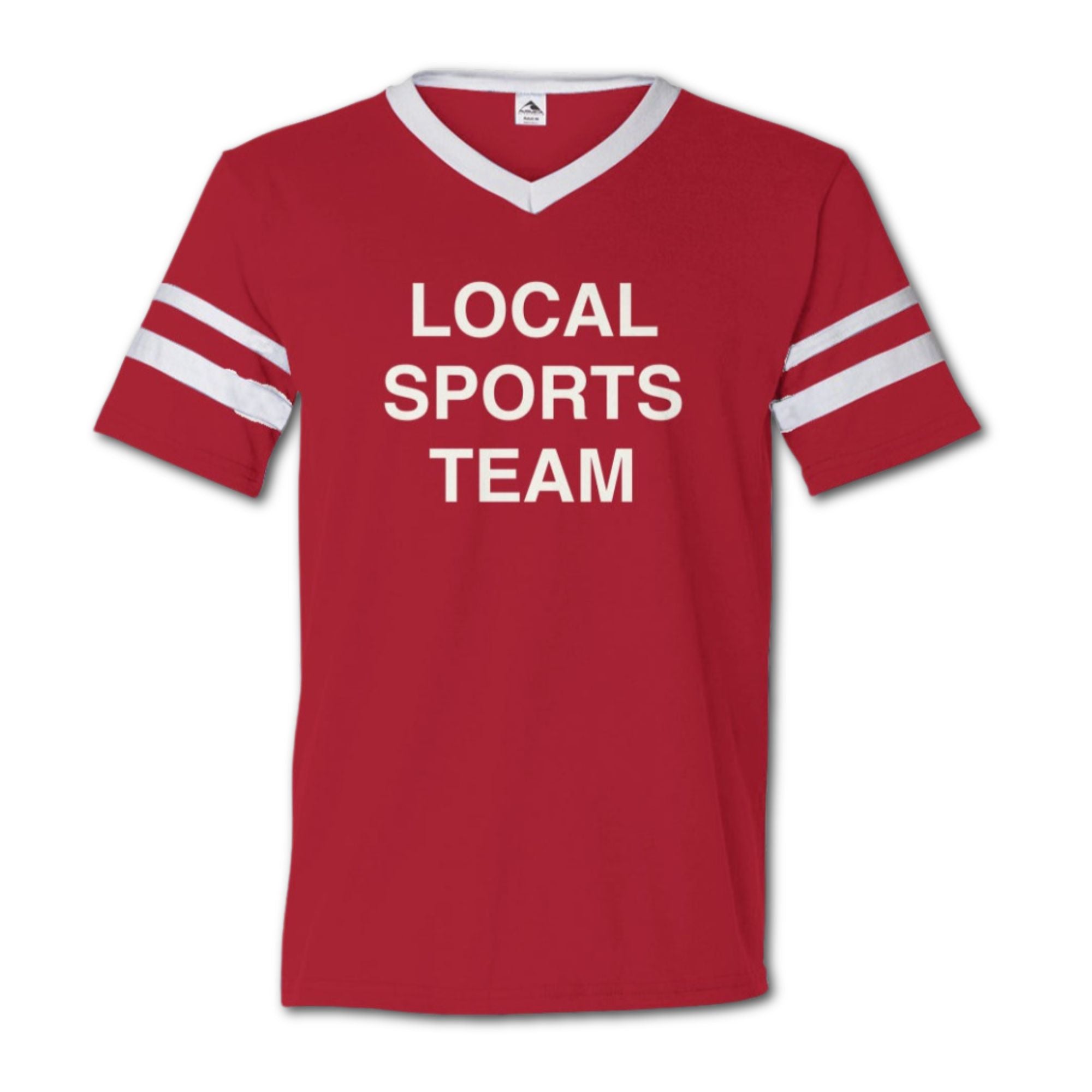 "Local Sports Team" Retro V-Neck Striped-Sleeve Jersey | Phillygoat