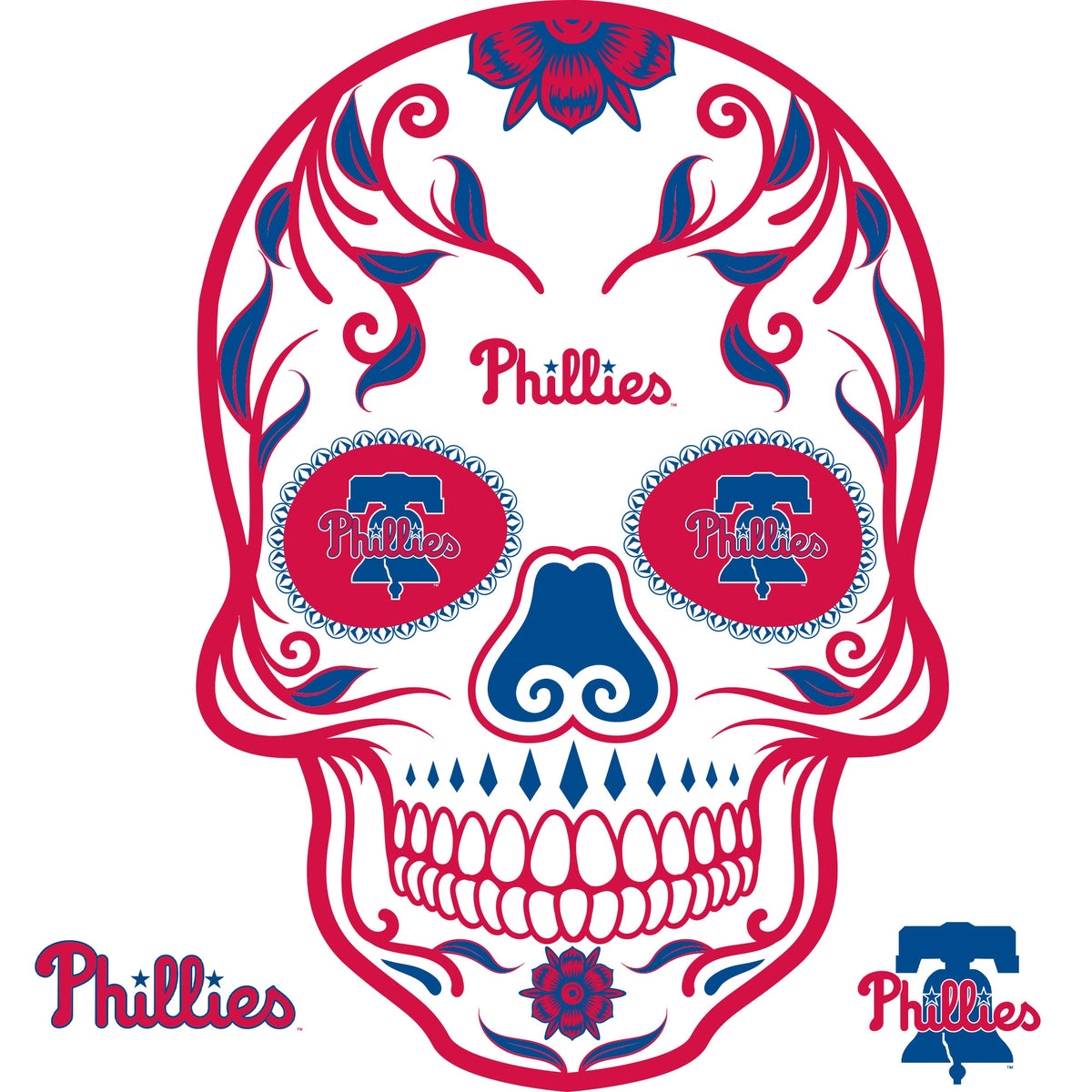 Philadelphia Phillies - RealBig Sugar Skull Collection - Official MLB - Reusable Vinyl Wall Decals