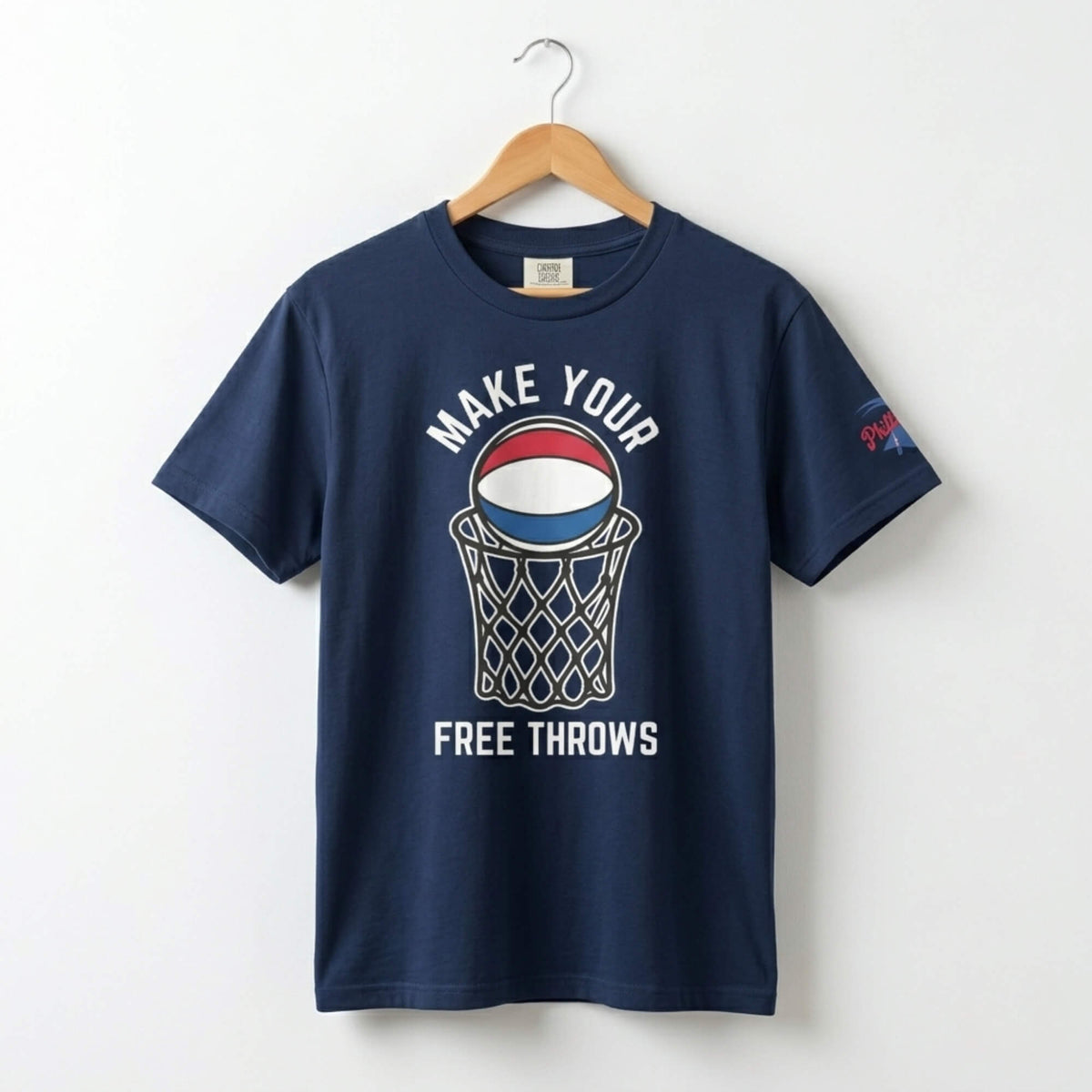 Make your free throws funny basketball t-shirt navy blue by Phillygoat