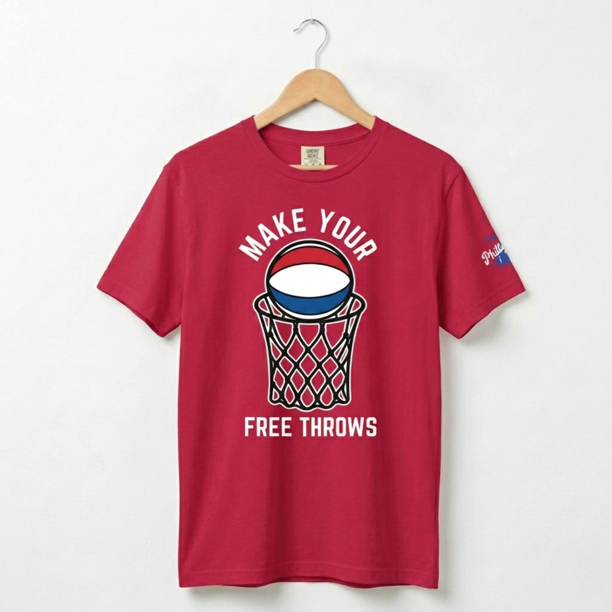 Make your free throws funny basketball t-shirt red by Phillygoat
