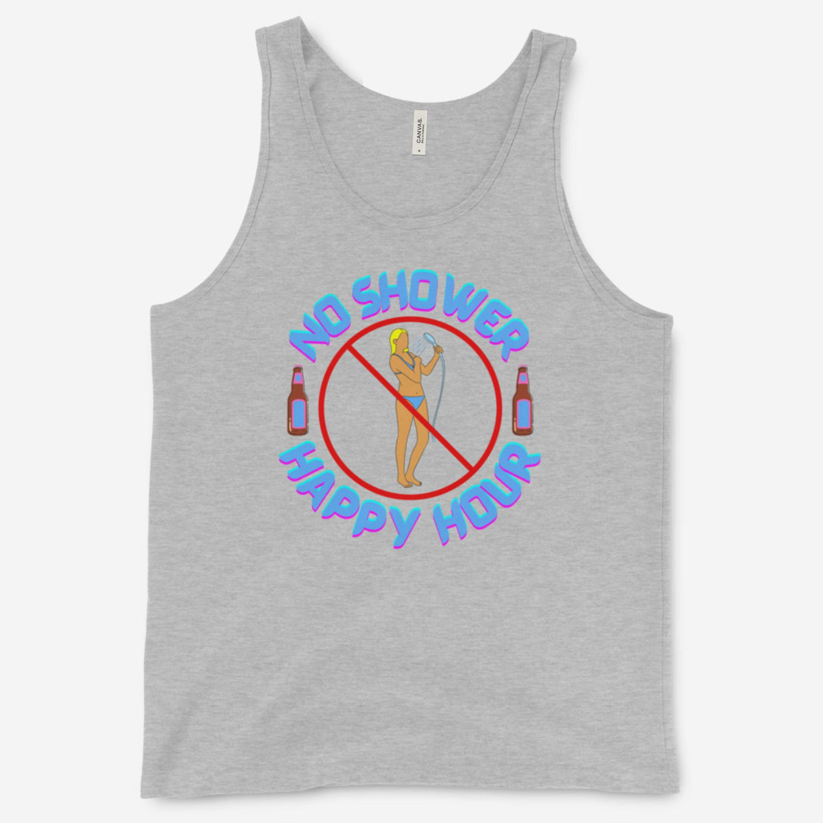 "No Shower Happy Hour" Unisex Tank Top