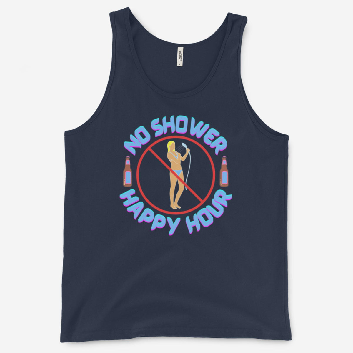 "No Shower Happy Hour" Unisex Tank Top