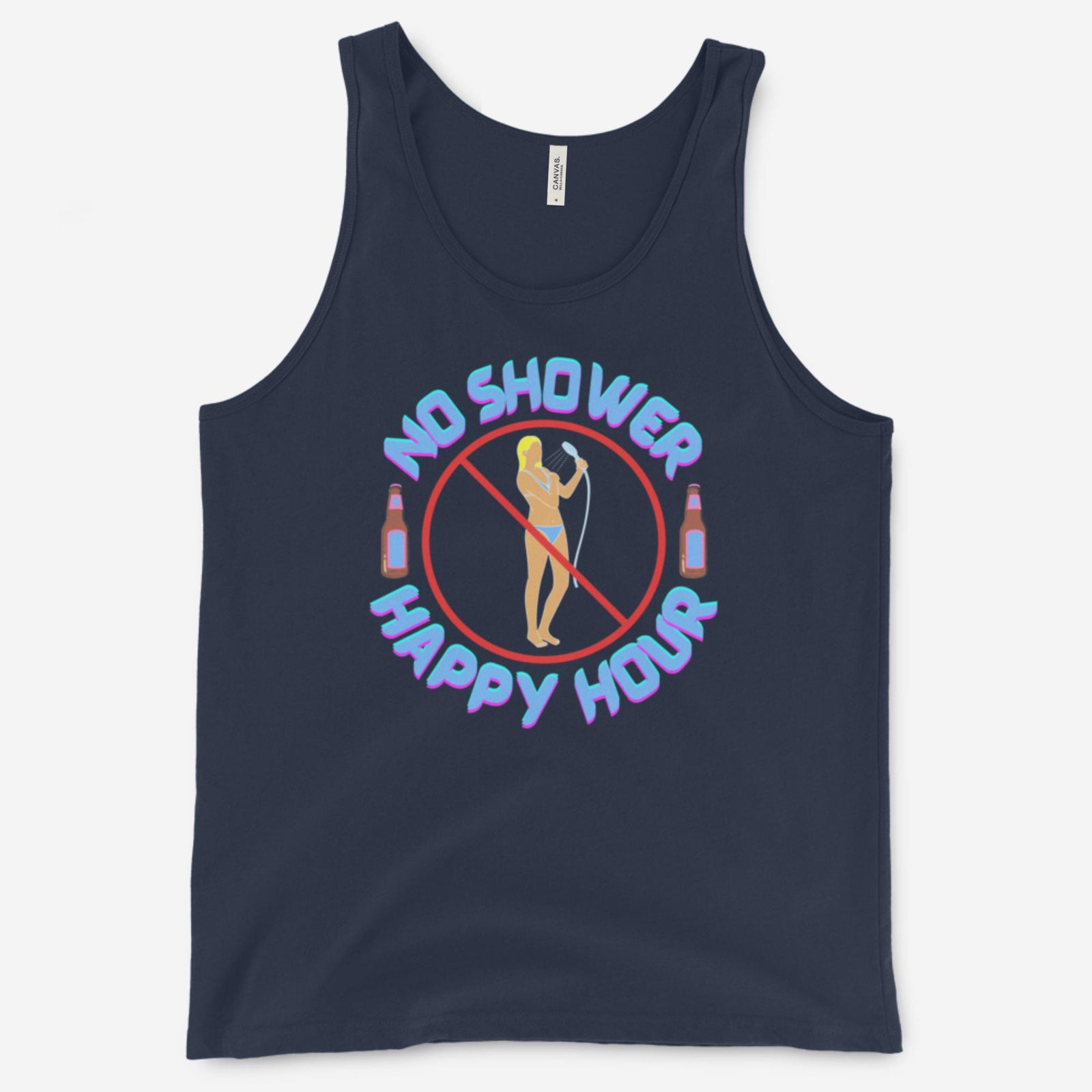 "No Shower Happy Hour" Unisex Tank Top