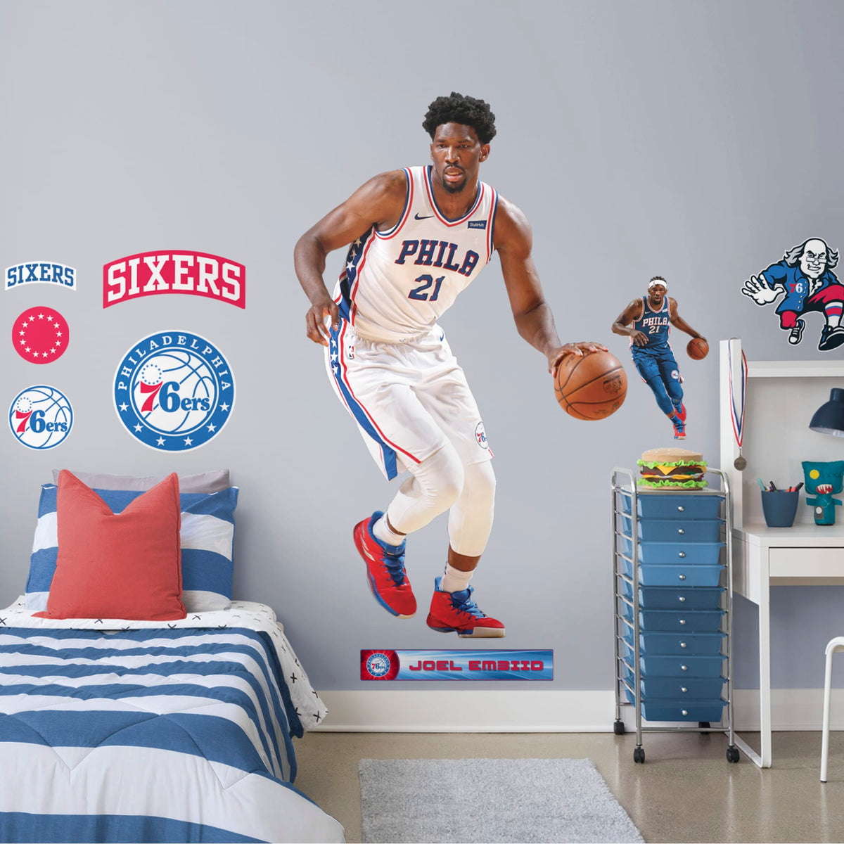 Joel Embiid - RealBig Collection - Official NBA - Philadelphia 76ers - Reusable Vinyl Wall Decals #3
