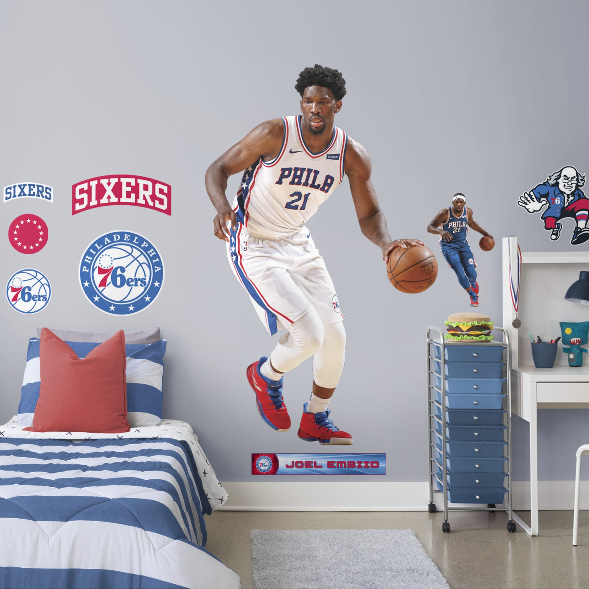 Joel Embiid - RealBig Collection - Official NBA - Philadelphia 76ers - Reusable Vinyl Wall Decals #3