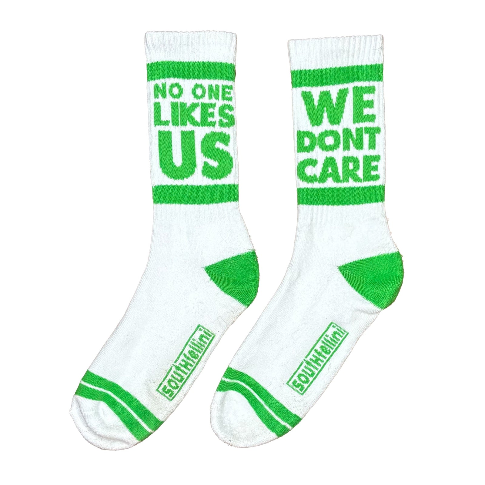 "No One Likes Us, We Don't Care" Socks (white)