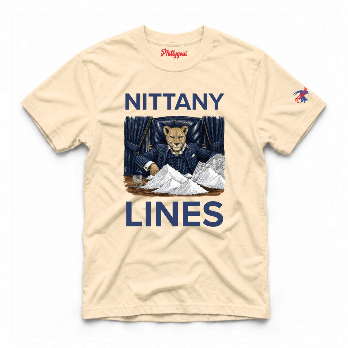 Funny Penn State Nittany Lion Lines Cocaine ivory t-shirt from Phillygoat