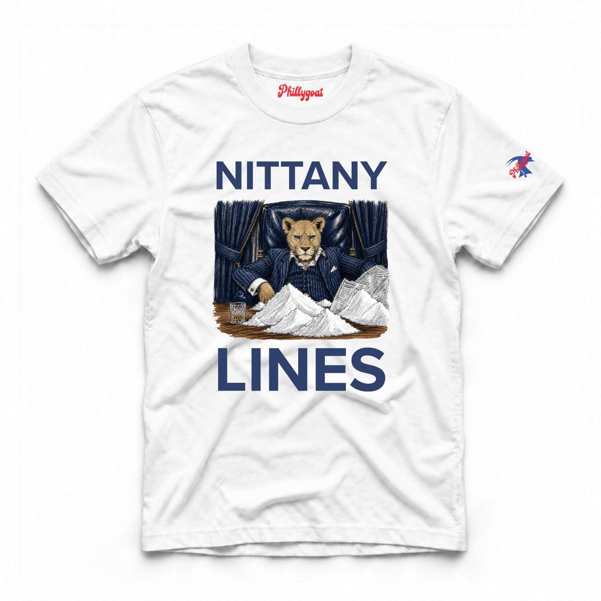Funny Penn State Nittany Lion Lines Cocaine white t-shirt from Phillygoat