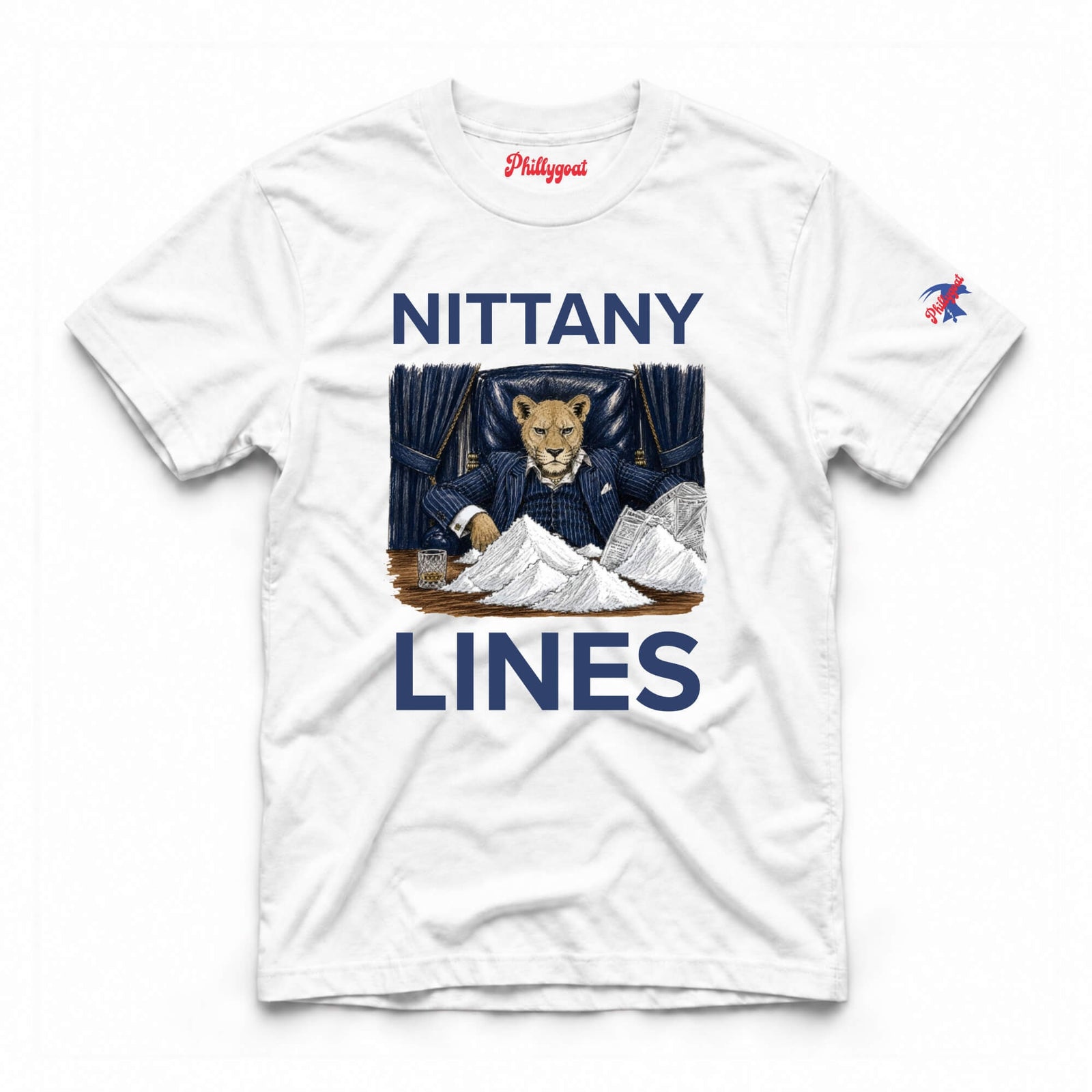 Funny Penn State Nittany Lion Lines Cocaine white t-shirt from Phillygoat