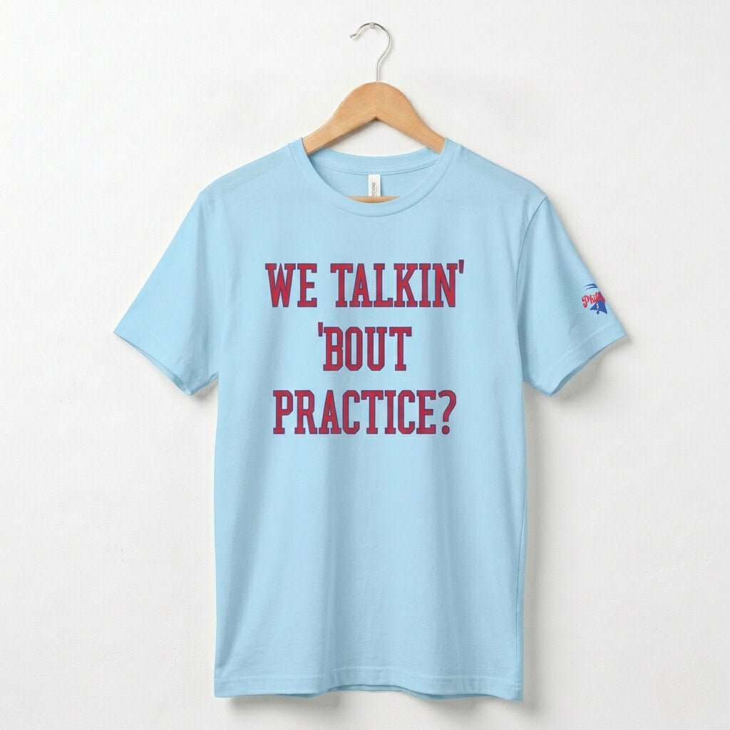 Philadelphia 76ers funny Allen Iverson practice ocean blue t-shirt by Phillygoat