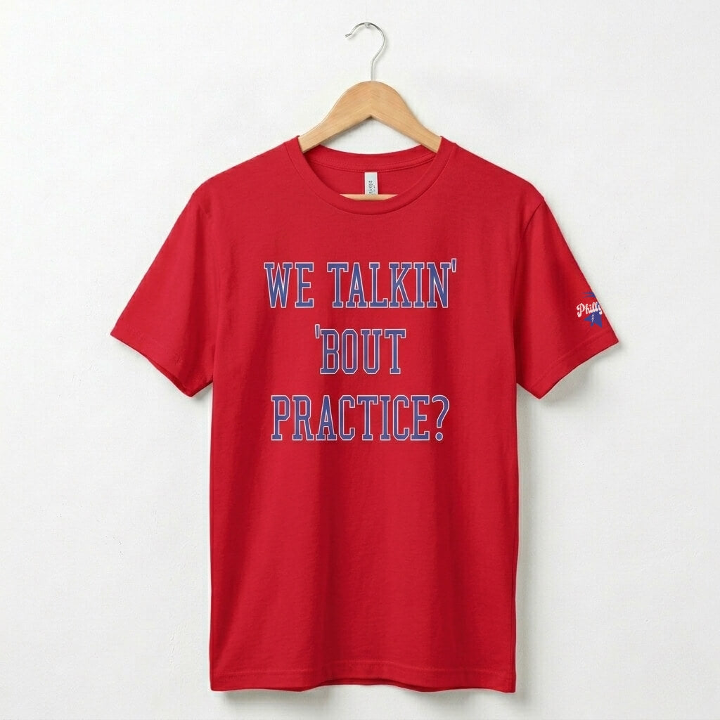 Philadelphia 76ers funny Allen Iverson practice red t-shirt by Phillygoat