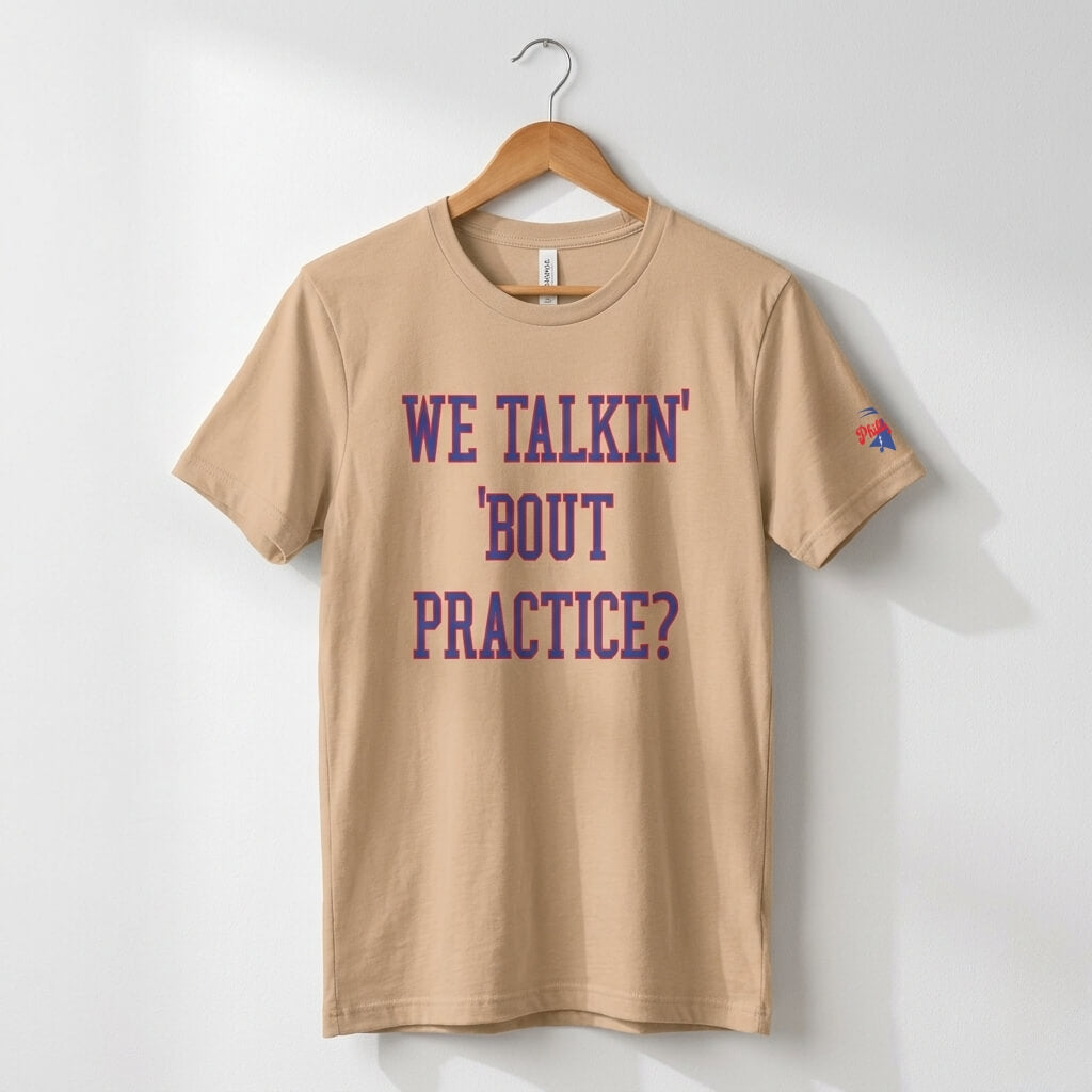 Philadelphia 76ers funny Allen Iverson practice tan t-shirt by Phillygoat