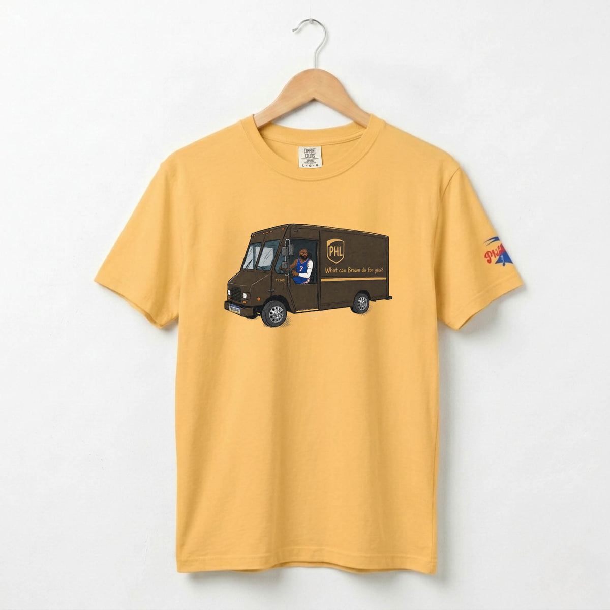 Philadelphia 76ers Jaylen Brown UPS What Can Brown Do for you? yellow comfort colors t-shirt by Phillygoat