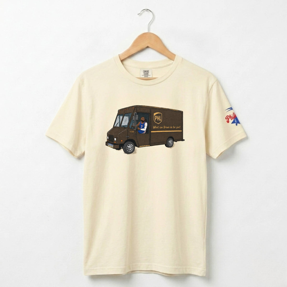 Philadelphia 76ers Jaylen Brown UPS What Can Brown Do for you? ivory comfort colors t-shirt by Phillygoat