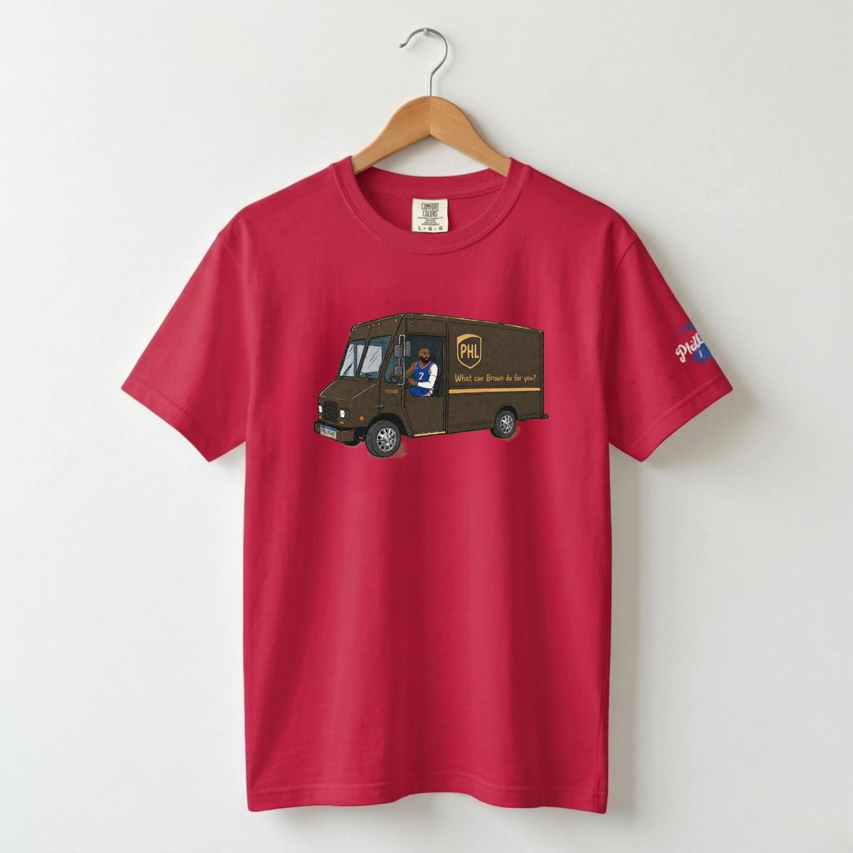 Philadelphia 76ers Jaylen Brown UPS What Can Brown Do for you? red comfort colors t-shirt by Phillygoat