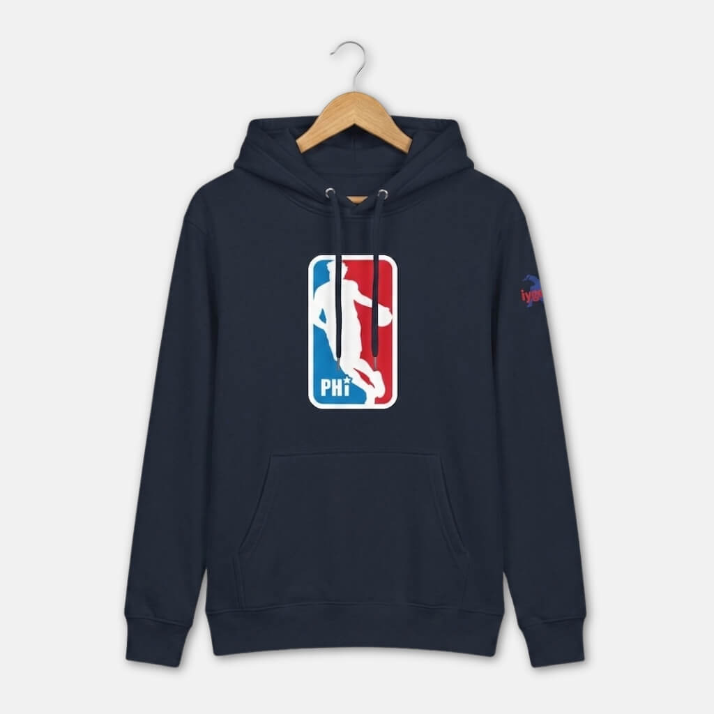 Philadelphia 76ers Joel Embiid NBA logo navy blue hoodie by Phillygoat