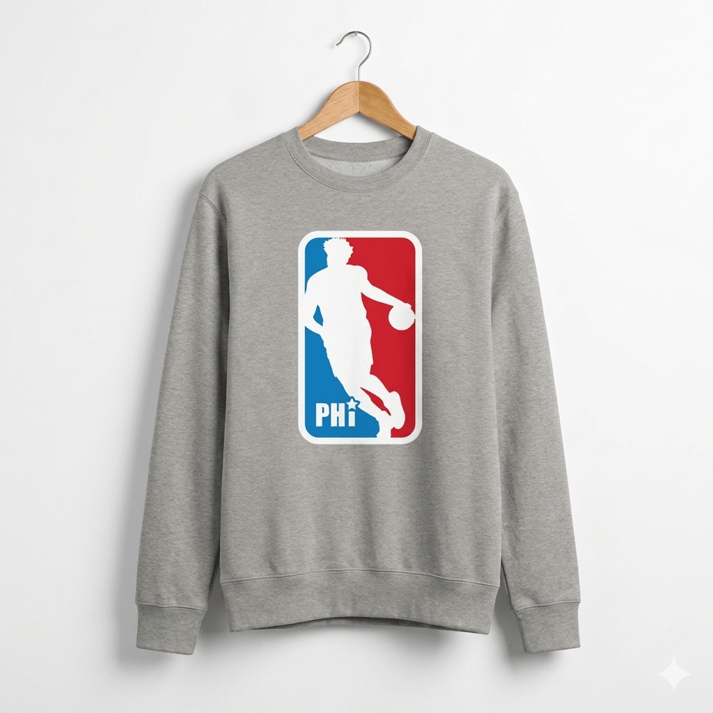 Philadelphia 76ers Joel Embiid NBA logo grey sweatshirt by Phillygoat